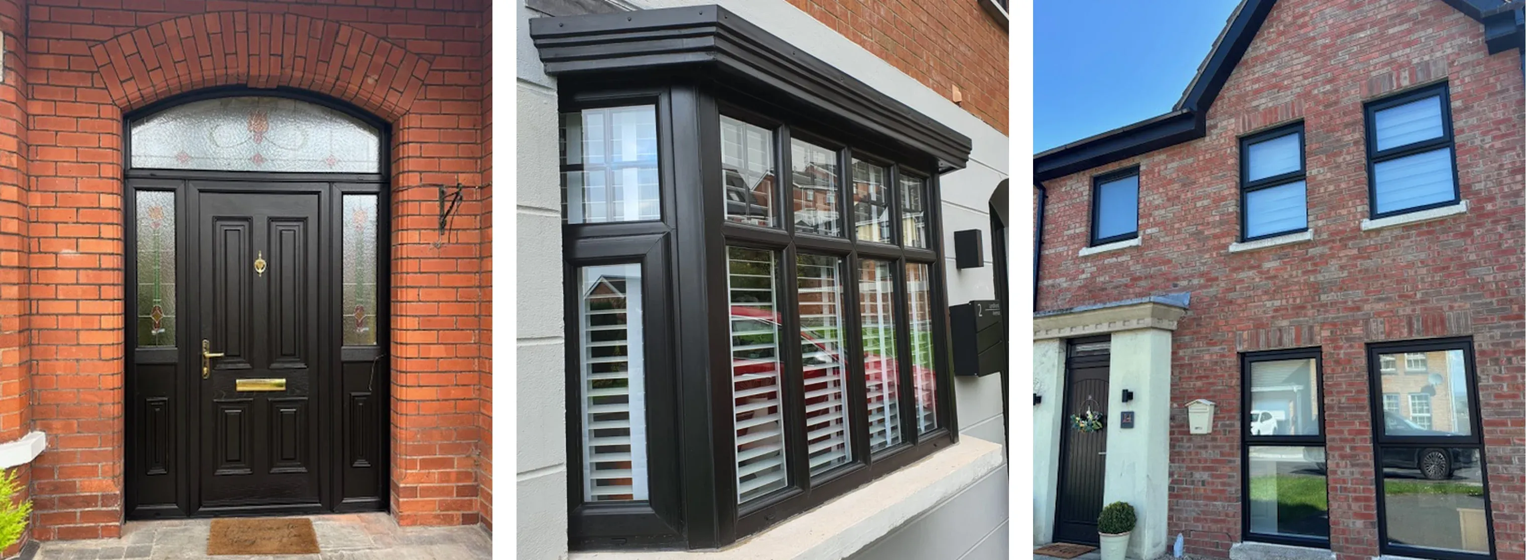 Black composite front door, black bay window and anthracite windows installed by The Home Design Group
